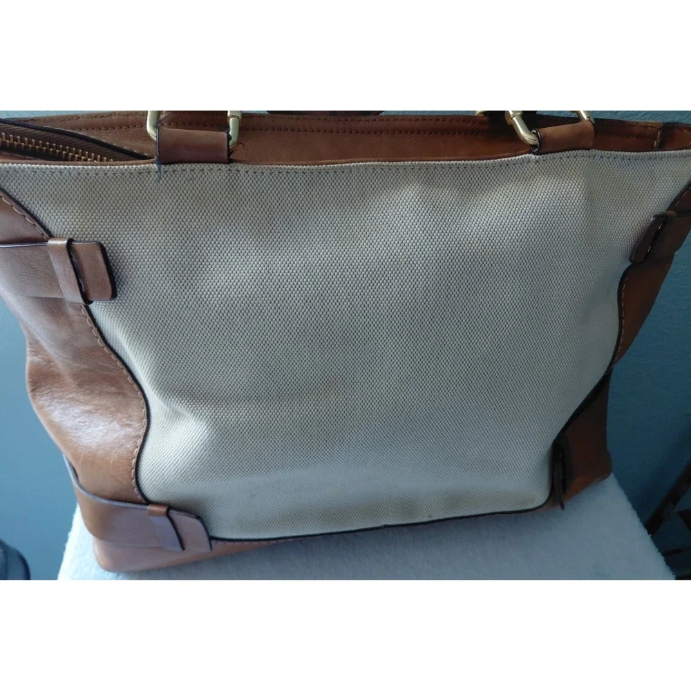 Michael Kors Classic Leather And Canvas Handbag Read Description